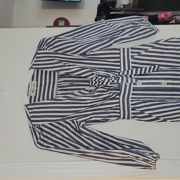 Madewell shimmer stripe midi dress cutout - Picture 1 of 5